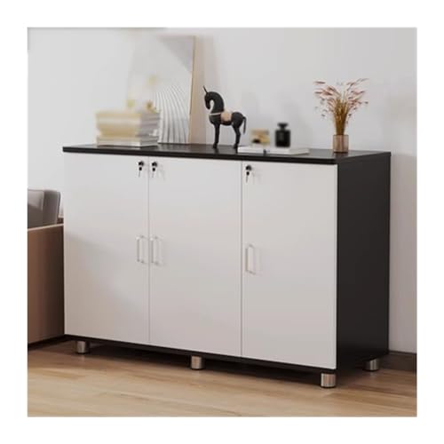 Aktenschrank Büro-Aktenschrank, Aktenschrank, dreitüriger Aufbewahrungsschrank mit Schloss, Büro-Aktenschrank, Holzschrank, Aufbewahrung von Akten, Tischbeine aus Metall Archivschrank(Color:Black+whit von LICONG-2020