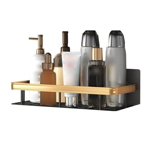 Duschablage Selbstklebendes Duschregal, Badezimmer-Organizer zur Wandmontage, Duschregal aus Metall ohne Bohren mit goldenen Zäunen, moderne dekorative Aufbewahrungsregale for zu Hause Handtuchhalter Duschablage Selbstklebendes Duschregal, Badezimmer-Organizer zur Wandmontage, Duschregal aus Metall ohne Bohren mit goldenen Zäunen, moderne dekorative Aufbewahrungsregale for zu Hause Handtuchhalter von LICONG-2020