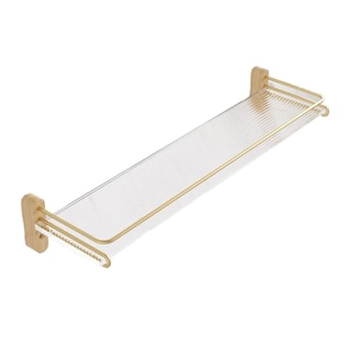 LICONG-2020 Duschablage An der Wand montiertes Badezimmerregal mit Goldener Schutzschiene aus Edelstahl, abnehmbares schwebendes Duschregal Handtuchhalter(Natural,Klein) von LICONG-2020
