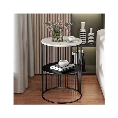 LICONG-2020 Kleiner Couchtisch Nordic Iron Light Luxury Side Table Small Coffee Table Flower Few Sofa Corner Cabinet Rack Living Room Mini Round Corner Table Kleiner Teetisch(Color:01) von LICONG-2020