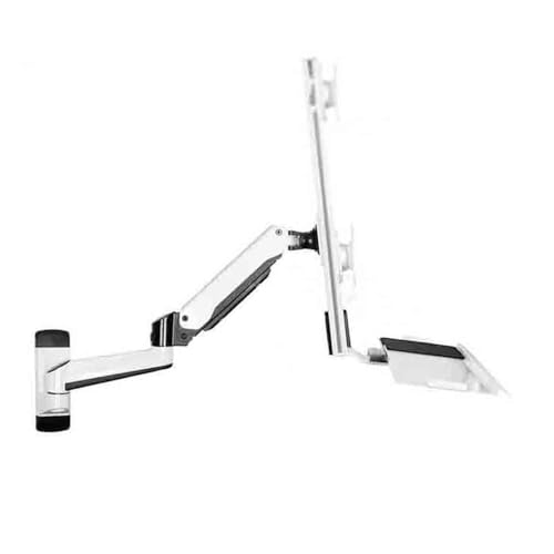 LICONG-2020 Monitorständer Wandmontierte Zweiteilige Arm-Doppelmonitorhalterung for 15-24-Zoll-Bildschirme mit Tastatur- und Mausablage Display-Halterungsarm von LICONG-2020