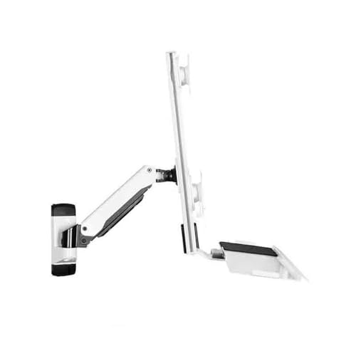 LICONG-2020 Monitorständer Weiße, an der Wand montierte Einzelarm-Doppelmonitorhalterung for Bildschirme von 15 bis 27 Zoll mit Tastatur- und Mausablage Display-Halterungsarm von LICONG-2020