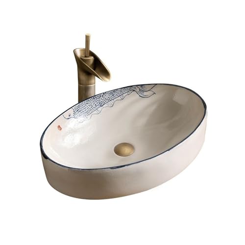 LICONG-2020 Waschtische Badezimmerbalkon Handbemaltes Waschbecken Einfaches for das Badezimmer mit Abfluss und Wasserhahn von LICONG-2020