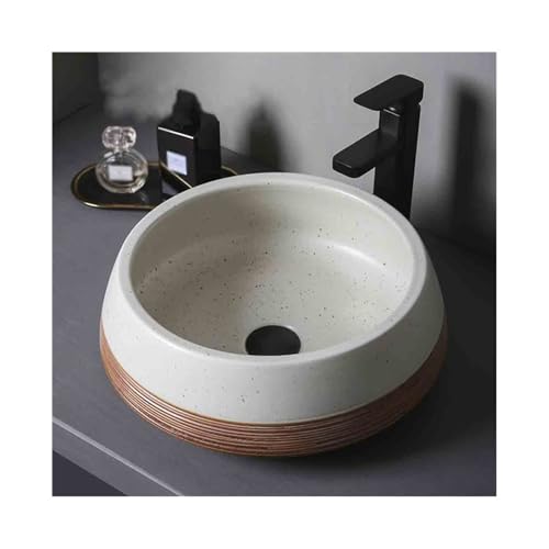 LICONG-2020 Waschtische Keramik Runde WaschbeckenBalkon WaschbeckenHome Indoor mit Zubehör von LICONG-2020