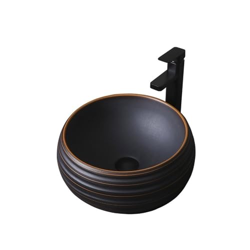 LICONG-2020 Waschtische Stilvolles Waschbecken im Industriestil, matt orange-schwarz, for Zuhause, Keramik-Waschbecken von LICONG-2020