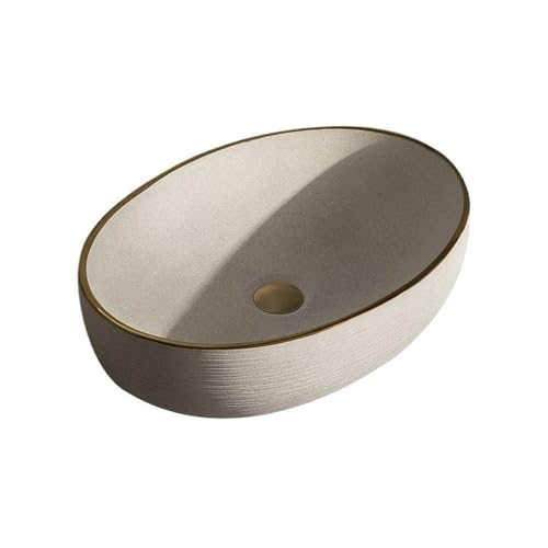 Waschtische 58 * 40 13cm Oval Retro Einfache Keramik Badezimmer Waschbecken Home Balkon Toilette von LICONG-2020