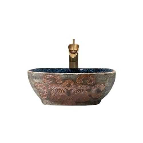 Waschtische Badezimmer Waschbecken mit Wasserhahn und Ablaufgarnitur Balkon Kunst Hotel Apartment Keramik von LICONG-2020