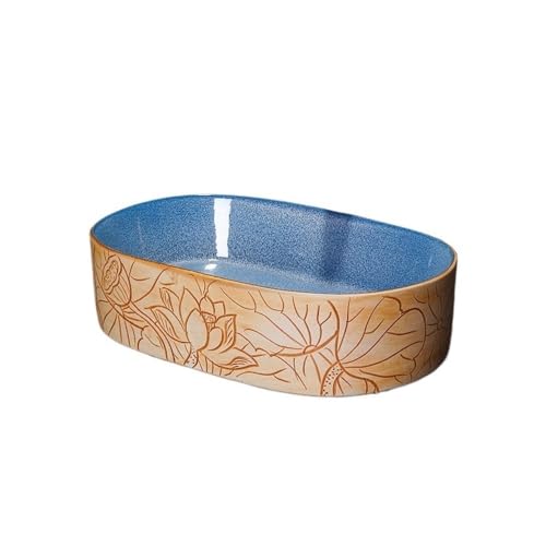 Waschtische Handgefertigtes Keramik-Waschbecken im Lotus-Stil, Retro-Stil, Aufsatzwaschbecken (Einzelwaschbecken) von LICONG-2020