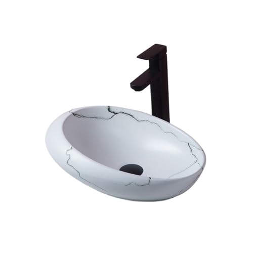 Waschtische Kleines Badezimmerwaschbecken, 48 x 31 13,5 cm, Aufsatzwaschbecken for die Gästetoilette, sparsames Design, weißes Keramikwaschbecken von LICONG-2020