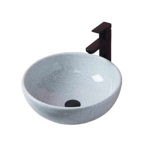 Waschtische Kreatives, farbenfrohes Aufsatzwaschbecken mit Craquelé-Glasur, kleines Keramikwaschbecken for das Badezimmer(Weiß) von LICONG-2020