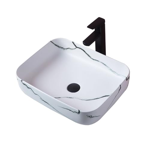 Waschtische Leichtes Luxus-Imitat-Marmormuster über dem Aufsatzbecken Keramikkunst Balkon Badezimmer Waschbecken von LICONG-2020