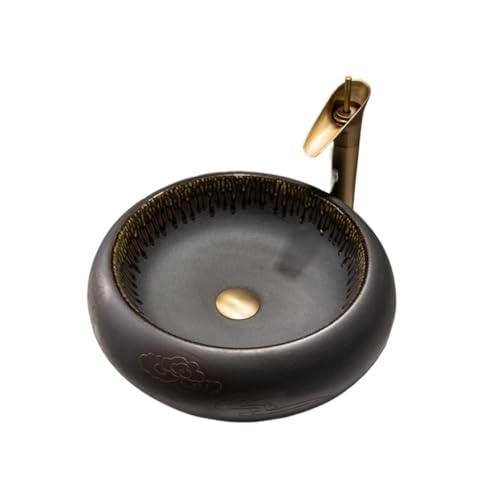 Waschtische Modernes, schlichtes, rundes Aufsatzwaschbecken for Badezimmer, Balkon, Kunstkeramik-Waschbecken von LICONG-2020