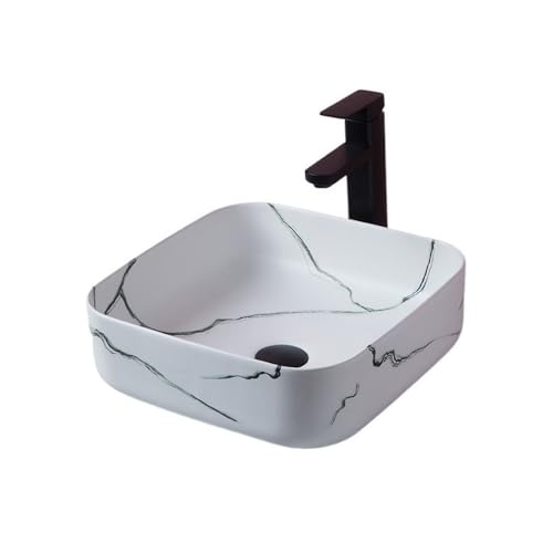 Waschtische Quadratisches Waschbecken im Badezimmer, leichtes Luxus-Marmor-Keramik-Kunst-Aufsatzbecken von LICONG-2020