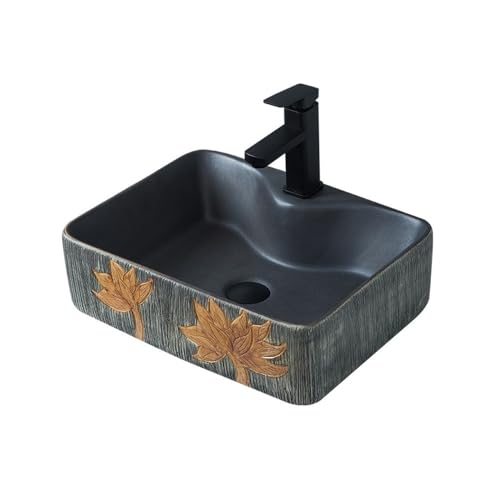 Waschtische Retro Arbeitsplatte Quadratisches Waschbecken Badezimmer Balkon Home mit Wasserhahn von LICONG-2020