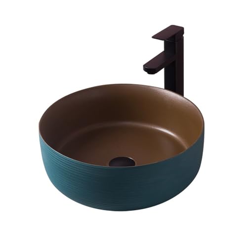 Waschtische Rundes grünes Keramikwaschbecken for Zuhause, helles Luxusbadezimmer, Aufsatzwaschbecken von LICONG-2020
