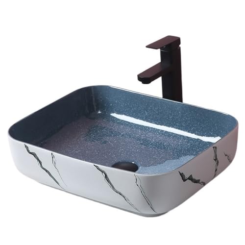 Waschtische Verdicktes rechteckiges Waschbecken aus Keramik im nordischen Stil, Aufsatzwaschbecken, Badezimmerwaschbecken von LICONG-2020