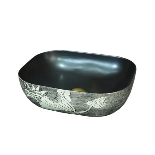 Waschtische Vintage Keramik Abgerundete Ecke Großes Waschbecken Retro Art Übertischspüle von LICONG-2020