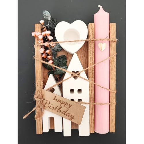 Kerzen Geschenkset zum Geburtstag Frauen oder Freundin | Mitbringsel | Lichterhäuser Kerze Deko mit Trockenblumen Kerzen Geschenkset zum Geburtstag Frauen oder Freundin | Mitbringsel | Lichterhäuser Kerze Deko mit Trockenblumen von LIDAM
