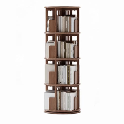 Vertikaler bücherregalturm mehrschichtiges drehbares Um 360 bücherturm freistehend drehbar schmales Eckbücherregal für Platz sparen Stapelbar Zu Hause,Büro(Walnut,46*46*130cm/18.1*18.1*51.2in) von LIDANGUH