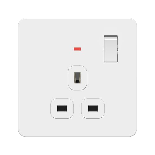 LIDER 1-fach-Steckdose mit LED-Stromanzeigen, Steckdose mit kindersicheren Rollläden, schraubenlose Kunststoffplatte, UKCA-zertifiziert, Thermoplast, glänzende Oberfläche, Weiß LIDER 1-fach-Steckdose mit LED-Stromanzeigen, Steckdose mit kindersicheren Rollläden, schraubenlose Kunststoffplatte, UKCA-zertifiziert, Thermoplast, glänzende Oberfläche, Weiß von LIDER