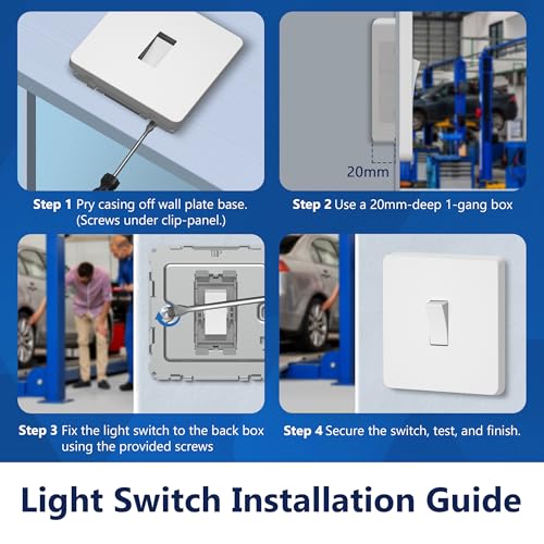 LIDER 20A schraubenloser Lichtschalter, 1-Fach, 1-Wege, zweipoliger Wandschalter, schraubenlose Kunststoff-Abdeckplatte, Hochleistungs-Trennschalter für Schwerlastgeräte, UKCA-zertifiziert, glänzendes LIDER 20A schraubenloser Lichtschalter, 1-Fach, 1-Wege, zweipoliger Wandschalter, schraubenlose Kunststoff-Abdeckplatte, Hochleistungs-Trennschalter für Schwerlastgeräte, UKCA-zertifiziert, glänzendes von LIDER