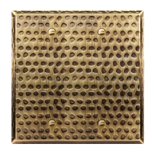 LIDER Blanko-Metall-Wandplatte, Edelstahl-Rohling-Abdeckung, korrosionsbeständig, mittlere Größe 2-Gang 12,4 x 12,5 cm, 201 Edelstahl, LMWP-02M-HAB, gehämmertes antikes Messing von LIDER