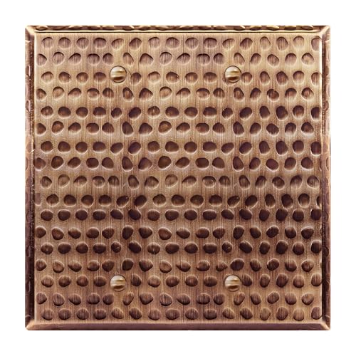 LIDER Blanko-Metall-Wandplatte, Edelstahl-Rohling-Abdeckung, korrosionsbeständig, mittlere Größe 2-Gang 12,4 x 12,5 cm, 201 Edelstahl, LMWP-02M-HAC, gehämmertes Antikkupfer von LIDER