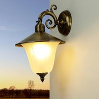 Außenlampe Wand aus Messing Antik mit Glasschirm von Lido Light Fixture Man. LTD