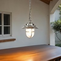 Pendellampe Außen in Nickel Echt-Messing Riffelglas von Lido Light Fixture Man. LTD