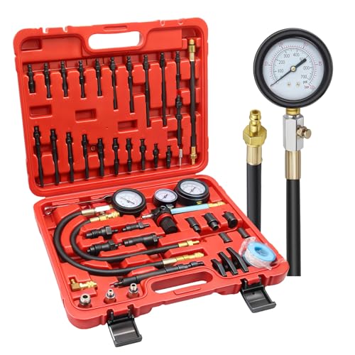 Kompressionstester - Benzin & Diesel Motor Kompressionsprüfer, 46PCS Comprehensive Kompressions und Leckage Test Kit mit Dual Gauge Engine für HDi, TDCi, Pumpe Duse Engine von LIDOUYA