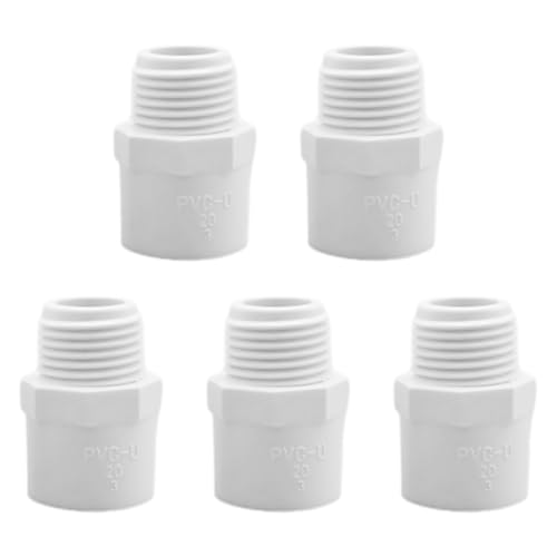 LIDSCURA 2-Wege-PVC-Außengewinde-Adapter, Rohrverschraubungen (Gleitstück auf Außengewinde), Kupplung mit 3,2 cm Schedule 40, Ersatz für Verbindungsrohre, 5 Stück von LIDSCURA