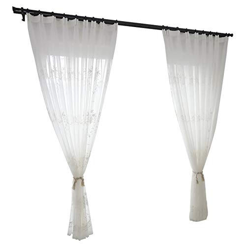 Gardine aus Voile Weiß Stickerei Vorhänge Modern weiche/Voile-Vorhänge,Transparent Vorhang Voile Gardinen paneele,Tüllvorhang Wohnzimmer,für Schlafzimmer/Balkon/Fenster Gardinenschals,1pcs von LIDUO