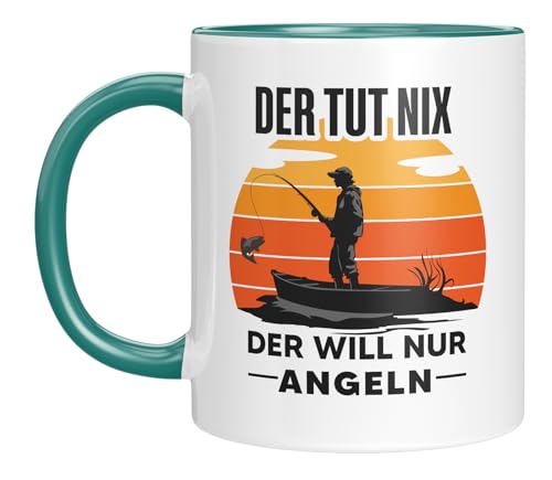 Angler Tasse mit Spruch - Der tut nichts, der will nur Angeln - Geschenkidee - Geburtstagsgeschenk - Spruchtasse mit Motiv - Angelfans von LIEBTASTISCH