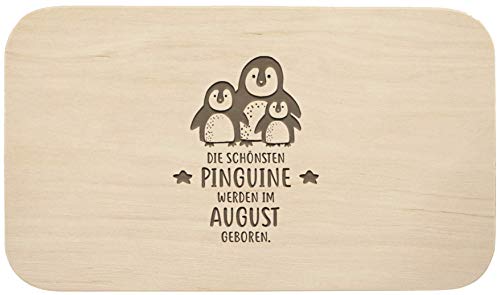 Frühstücksbrett mit Gravur - ''Die schönsten Pinguine werden im April geboren'' - Holz - hochwertige Qualität - Geschenk - Schneidebrett - Küchenbrett - Frühstücksbrettchen - Brotzeitbrett (April) von LIEBTASTISCH