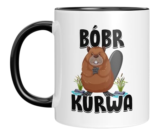 Kaffeetasse mit Motiv - Bobr Kurwa - berühmtes Meme - lustige Geschenkidee - viral - Tasse mit Tiermotiv - Geburtstagsgeschenk - Beaver - Biber - Bober - Schwarz von LIEBTASTISCH