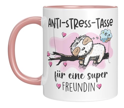Kaffeetasse mit Spruch - Anti Stress Tasse - super Freundin - Cartoon - Faultier - witzige - Geschenkidee - Geburtstagsgeschenk - BFF - Frau - Sie von LIEBTASTISCH