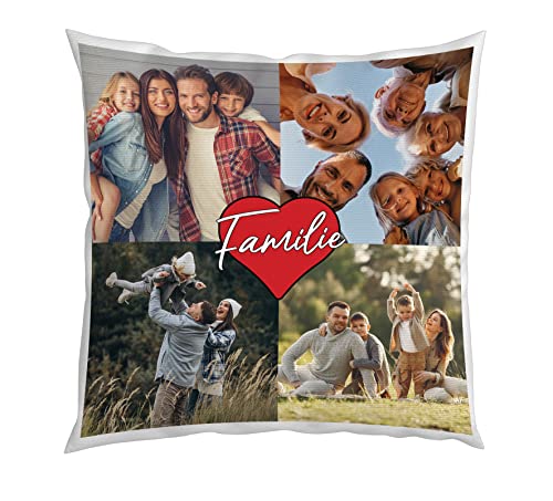 Kissen mit Foto mit Bild-bedrucken lassen - Personalisiertes Kissen - Fotodruck - selbst gestalten - individuell - Kissen mit Füllung und Reißverschluss - 40x 40 cm - Waschbar - (Familien Kissen) von LIEBTASTISCH