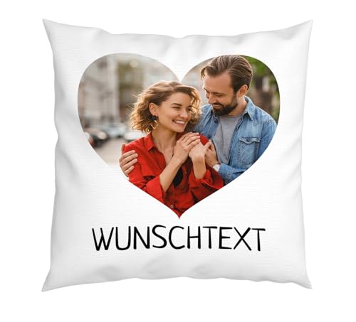 Kissen mit Foto - mit Bild - bedrucken lassen - Personalisiertes Kissen - Fotodruck - selbst gestalten - individuell - Kissen mit Füllung und Reißverschluss - 40x 40 cm - Waschbar - 1 Bild - HERZ von LIEBTASTISCH