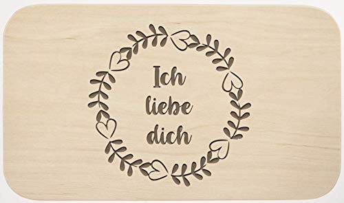 LIEBTASTISCH Frühstücksbrett mit Gravur - ''Ich Liebe Dich'' - Holz - hochwertige Qualität - Geschenk - Schneidebrett - Küchenbrett - Frühstücksbrettchen - Schatz - Liebesbeweiss (24cm x 15cm x 1cm) von LIEBTASTISCH