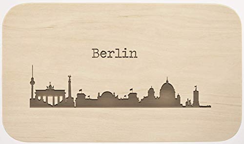 LIEBTASTISCH Frühstücksbrettchen Holz mit Gravur - Berlin Motiv Vesperbrett Holzbrettchen - Schneidebrett Jausenbrett - Brettchen für Brotzeit - Brotzeitbrett Geschenkidee von LIEBTASTISCH