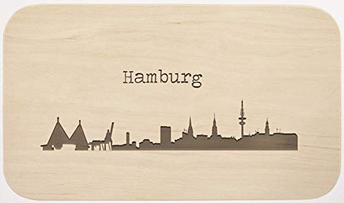 LIEBTASTISCH Frühstücksbrettchen Holz mit Gravur - Hamburg Motiv Vesperbrett Holzbrettchen - Schneidebrett Jausenbrett - Brettchen für Brotzeit - Brotzeitbrett Geschenkidee … von LIEBTASTISCH