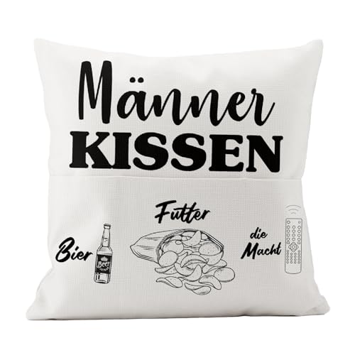 LIEBTASTISCH Kissen mit 3 Taschen zum selber befüllen - Kissen mit Füllung - Größe 40x40 cm - Geschenke für Männer, Papa - Vatertag - Vatertagsgeschenk (Männerkissen) von LIEBTASTISCH