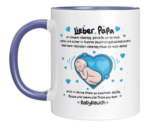 LIEBTASTISCH - Lieber Papa - Vatertag - Geschenk für eine werdende Väter - Geschenkidee - Vatertagsgeschenk - Papatasse (Blau, Lieber Papa) von LIEBTASTISCH