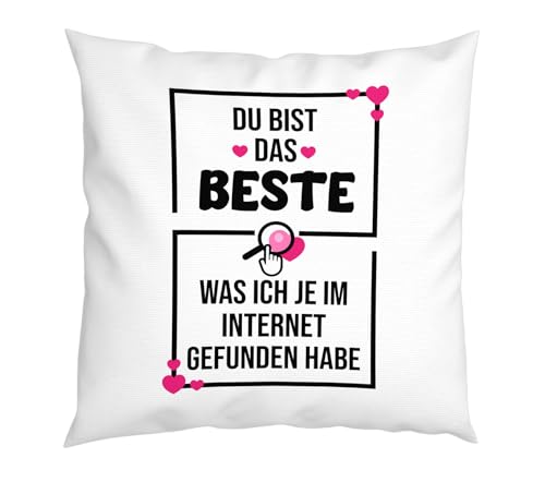 LIEBTASTISCH - Personalisiertes Kissen - Du bist das Beste was ich je im Internet gefunden Habe - Liebeskissen - Geschenk für Freund, Freundin - Jahrestag - Datum - Valentinstagsgeschenkfür sie ihn von LIEBTASTISCH