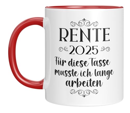LIEBTASTISCH - Rente 2025 - Für diese Tasse musste ich lange arbeiten - Geschenk zum Ruhestand - Mann - Renteneintritt - Abschiedsgeschenk - Schwarz von LIEBTASTISCH