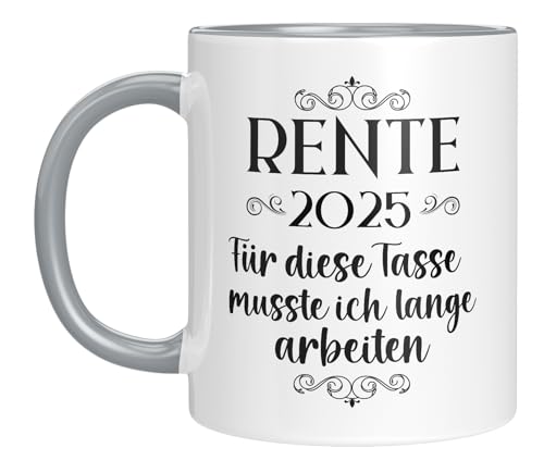 LIEBTASTISCH - Rente 2025 - Für diese Tasse musste ich lange arbeiten - Geschenk zum Ruhestand - Mann - Renteneintritt - Abschiedsgeschenk - Schwarz von LIEBTASTISCH