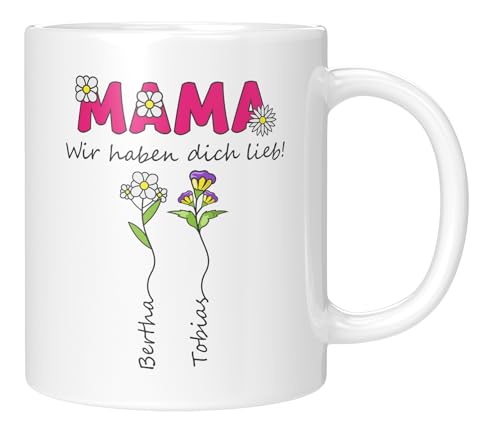 LIEBTASTISCH - Tasse - Geschenk für Mama - Muttertagsgeschenk von Kinder - Sohn - Tochter - Personalisiert - zum Muttertag - Geburtstag - (2 Kinder, Weiss) von LIEBTASTISCH