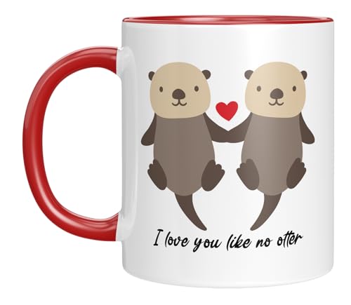 LIEBTASTISCH - Tasse für Paare - I love you like no otter - You & Me - Valentinstageschenk - Für Paare - Ehemann - Ehefrau - Ich liebe dich - Für immer - Geburtstagsgeschenk (Rot) von LIEBTASTISCH