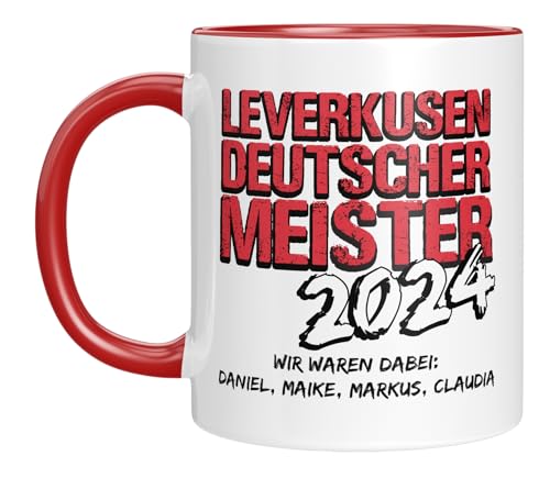 Leverkusen Tasse zur Meisterschaft - Deutscher Meister 2024 - Personalisiert - Fussball (rot) von LIEBTASTISCH