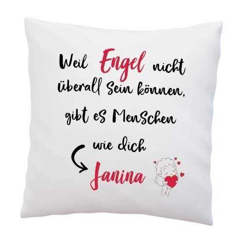 Liebes Kissen mit Spruch ''Weil Engel nicht überall sein können..'' - Personalisiert - Geschenk für eine freundin - Liebe - Beste Freundin - Valentinstag - lieblingsfreundin (Ohne Kissen. Nur Bezug) von LIEBTASTISCH